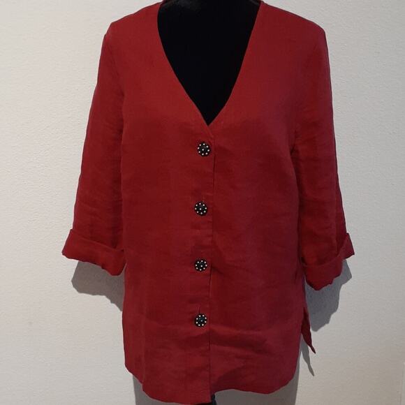 Medium 100% linen jacket top - Picture 1 of 5